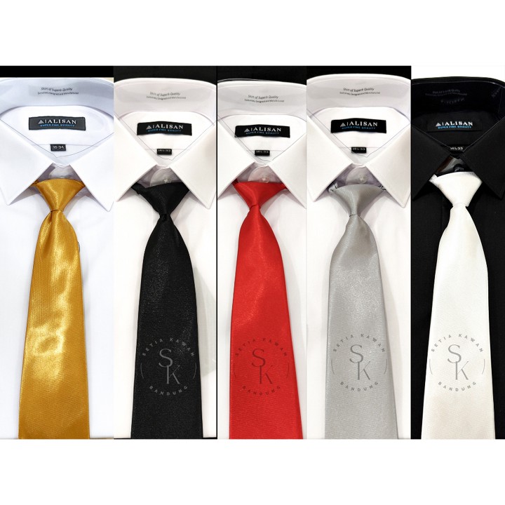 Dasi Polos Instan Mengkilat / Satin ( Besar )