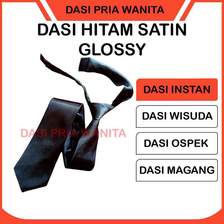 Dasi Instan Polos Bahan Kain Satin Glosy Mengkilap