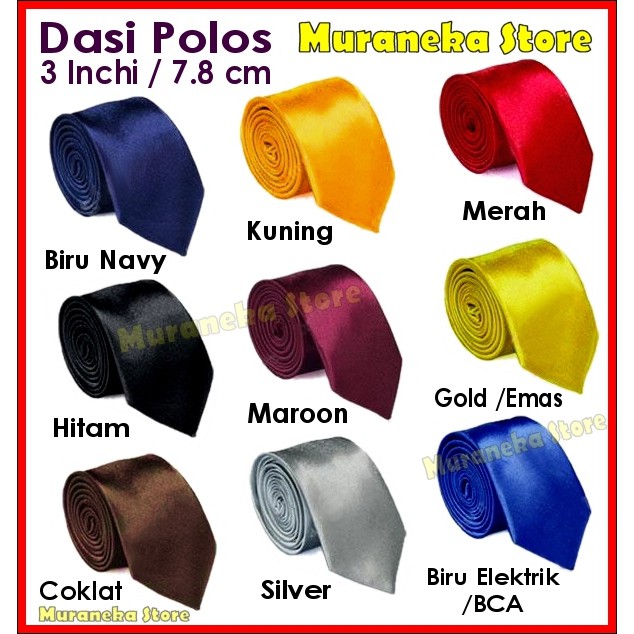 Dasi Polos Pria Panjang Formal Satin Warna Hitam Merah Kerja