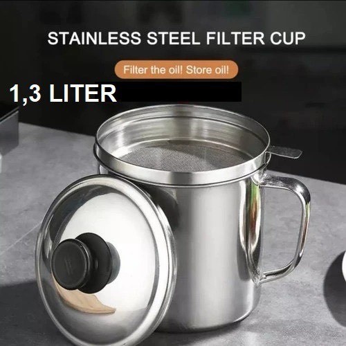 Oil Pot Stainless Steel 1L - Wadah Saringan Minyak