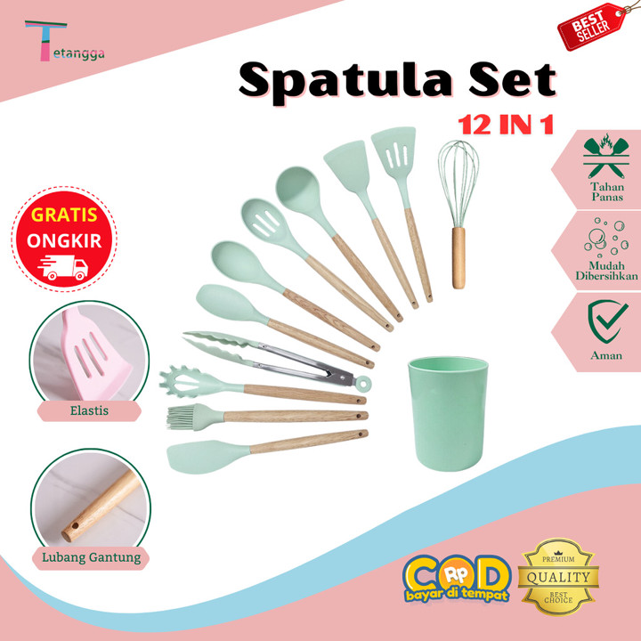 Alat Masak Sehat Tahan Panas Silicone Kitchen tools Set Spat