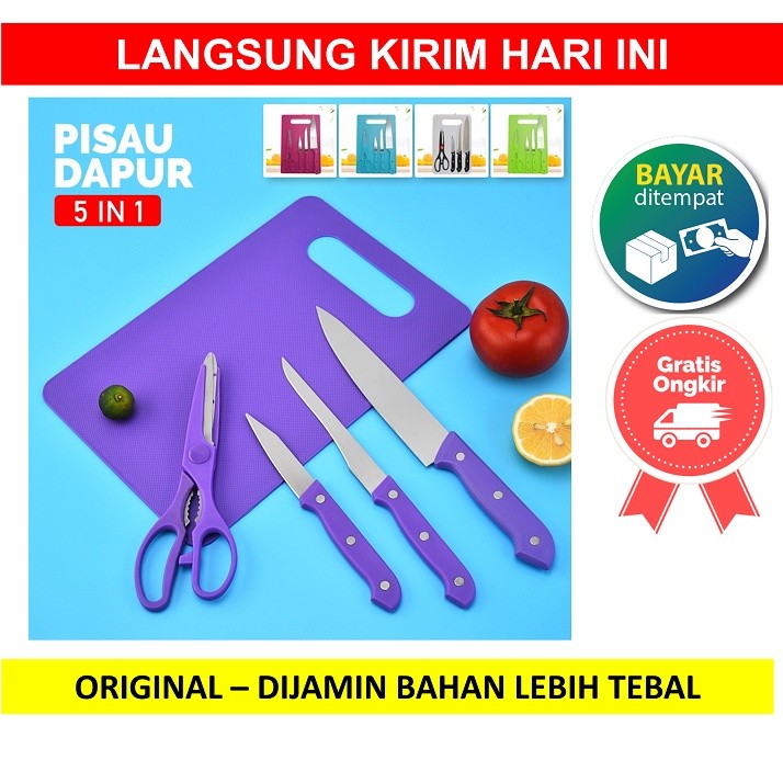 Pisau Set Talenan Pisau Dapur 5in1 Piso Dapur 5 PCS Roti Dag