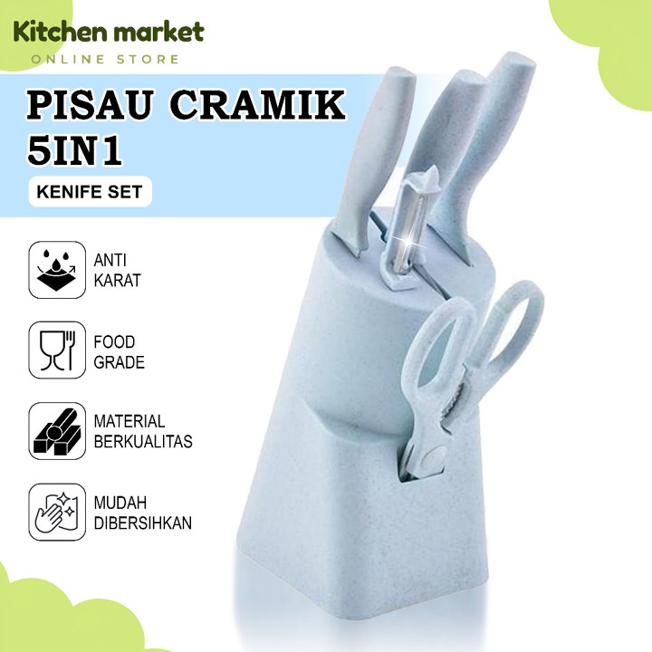 Pisau set Pisau Gunting Dapur 6 in 1 dan 5 in 1  Anti Lengke