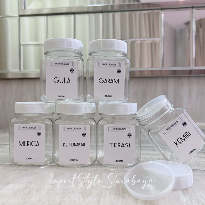 tempat bumbu 200ml KECIL free sendok aesthetic jar pantry wa