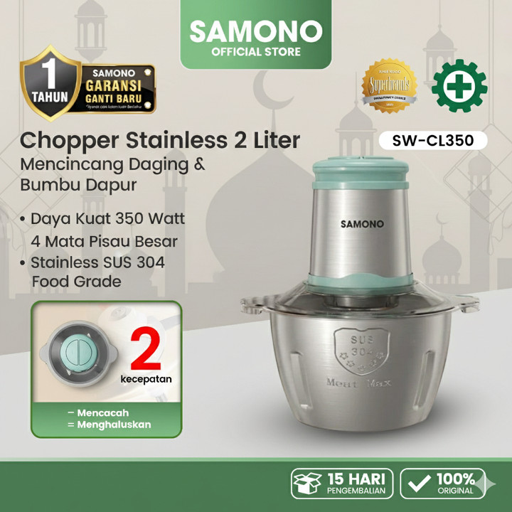 SAMONO Chopper 2L Stainless Multifungsi coper daging dan bum
