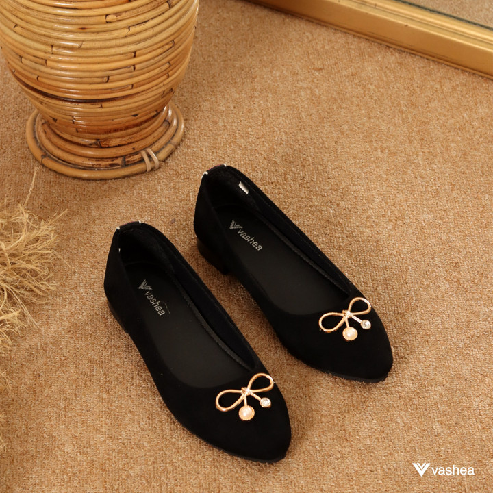 Vashea Kanao Flatshoes Wanita Cantik Sepatu Kerja Elegan Hak