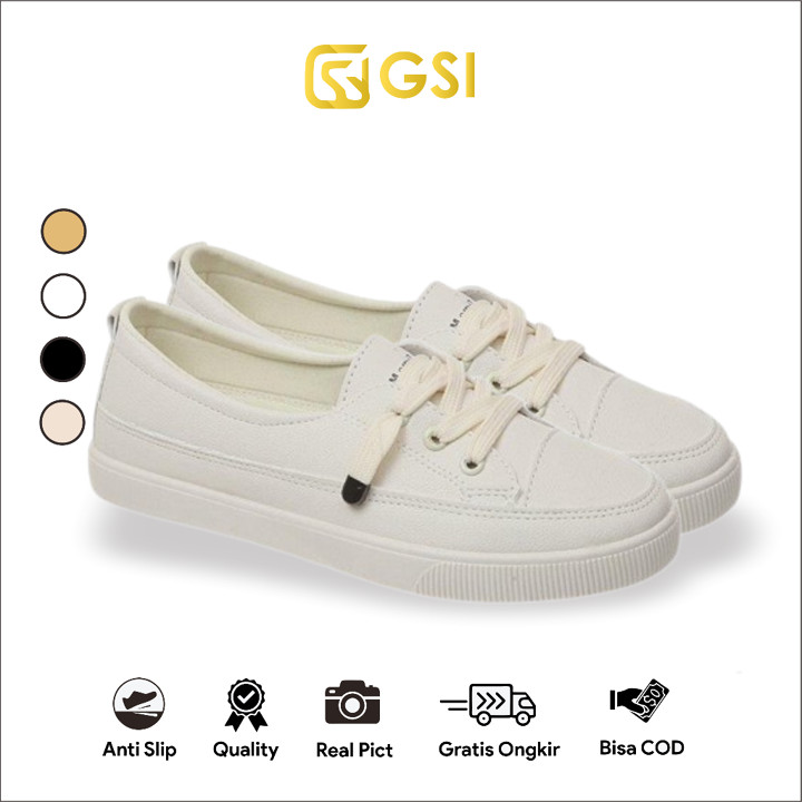 GSI Tania 0099 Sepatu Slip On Kekinian Model Flatshoes Hitam