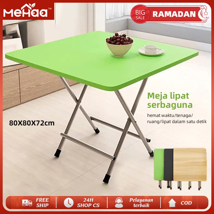 MeHaa Meja Portable Multifungsi Meja Lipat Kayu 80x80 / 60x4