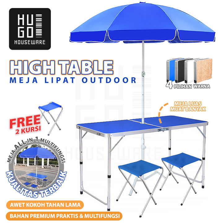 HUGO Meja Lipat Jualan Lubang Tengah Payung Meja Lapak Bazar