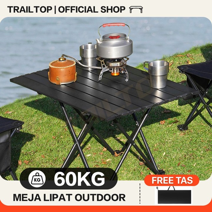 TrailTop Meja Lipat Outdoor Baja Karbon Meja Camping Lipat K
