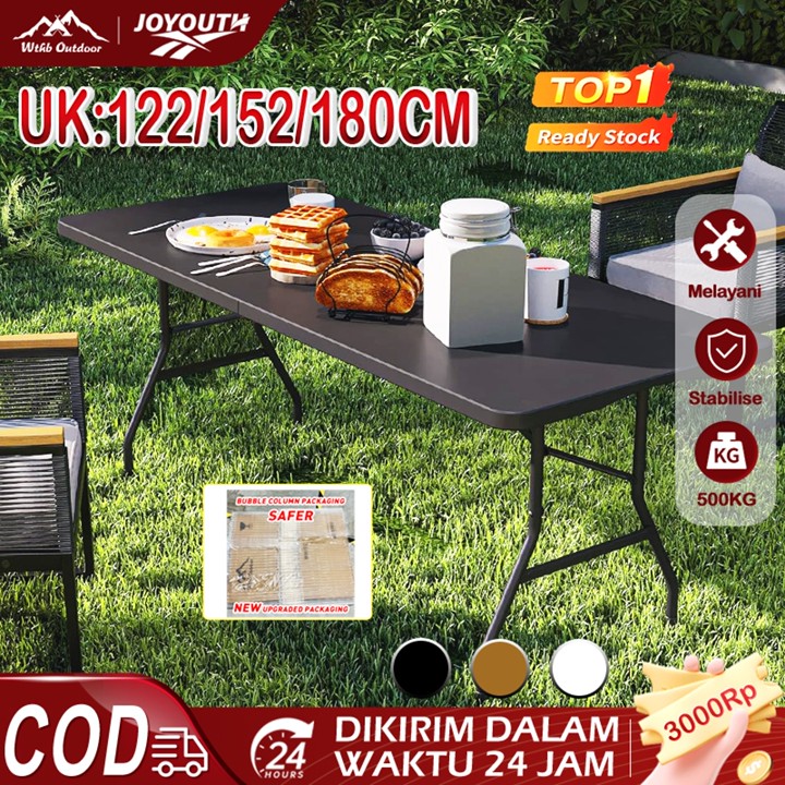 JOY Meja lipat portable hitam Meja lipat jualan 1.2/1.5/1.8m