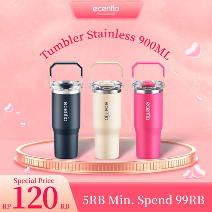 ecentio tumbler Stainless 900ml Portable aesthetic termos lu