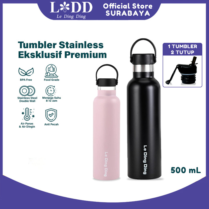 LDD-Termos Tutup Bambu 500ml Tumbler Stainless Botol Minum t