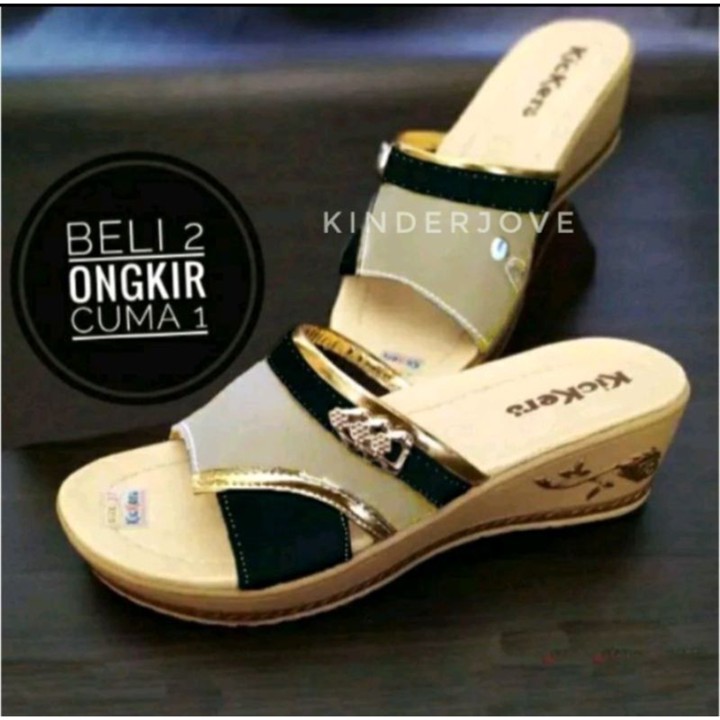 Wedges Sandal Kickers Wanita Slop Sandal Pesta (Size 37-40)