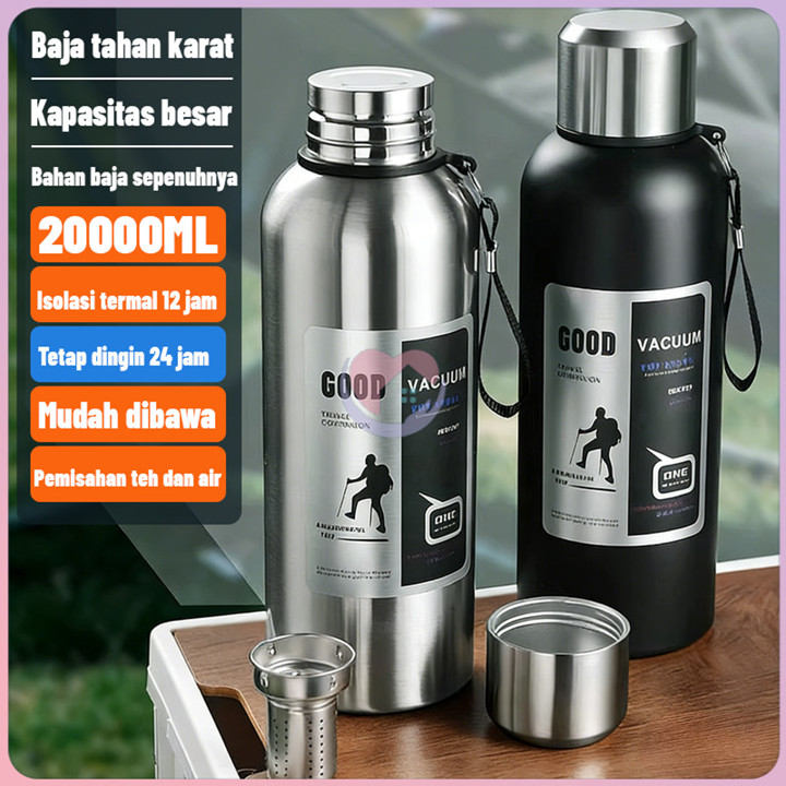 [COD]Termos Stainless Steel 316 2000ml - Tahan Panas/Dingin 24Jam Vacuum Insulated Portable untuk Outdoor Kegiatan & Travel