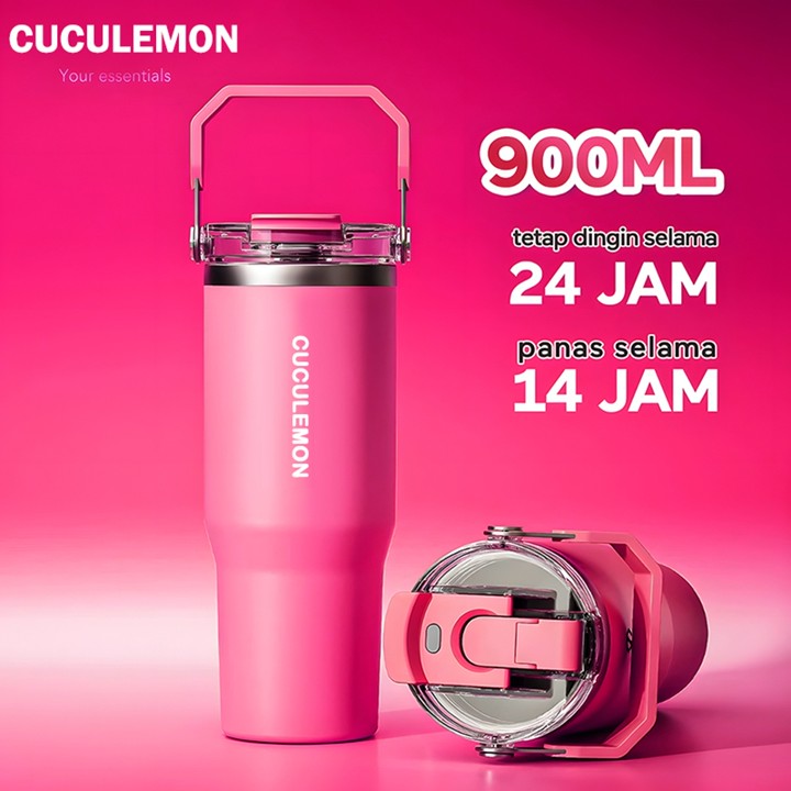Cuculemon Tumbler Stainless Steel 1L Kapasitas Besar Termos Air Tahan 24 jam botol Kopi Vacuum