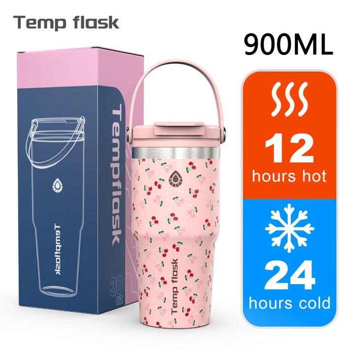 Tempflask and PASHLINC Tumbler Tahan Panas Dingin 24Jam Tumblr Premium Quality Stainless Botol Minum Aesthetic Thermos Tumbler Lucu Botol Minum 900ML and 600ML