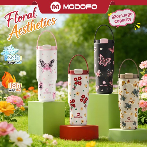 MODOFO Tumbler Tahan Panas Dingin 24 Jam 1000ml Aesthetic Stainless Tumblr Double Wall Vacuum Termos Air Panas
