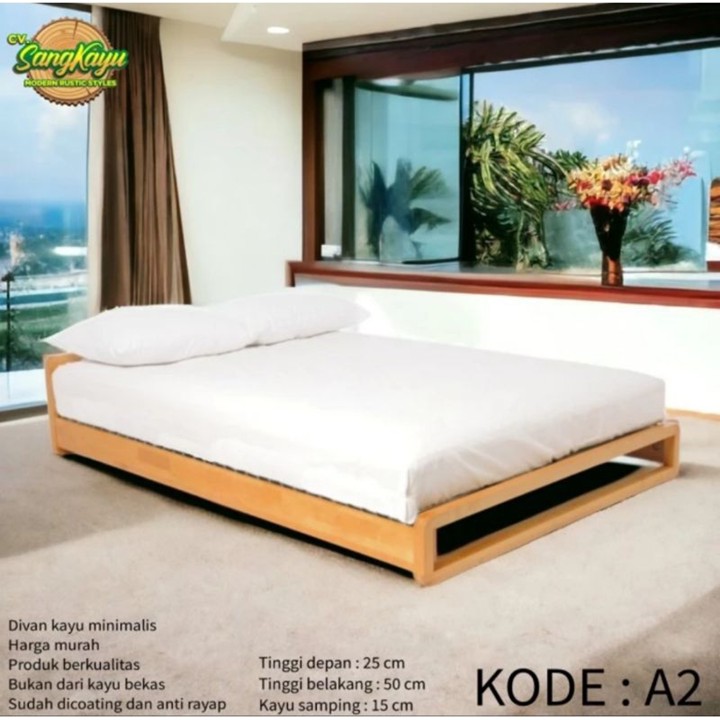 Divan kayu minimalis 200x180 cm Rangka tempat tidur kayu div