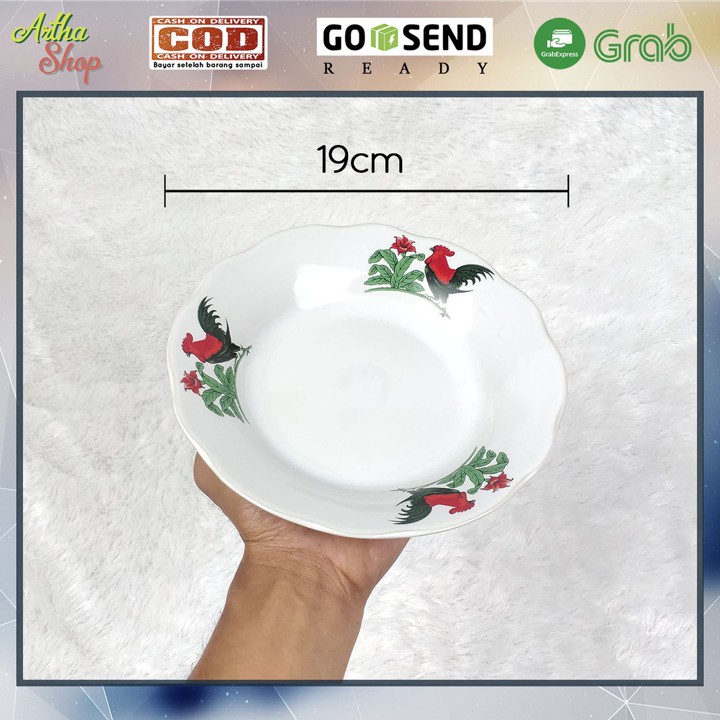 Piring Makan Keramik Motif Ayam Jago 7inci | Piring Makan Ke