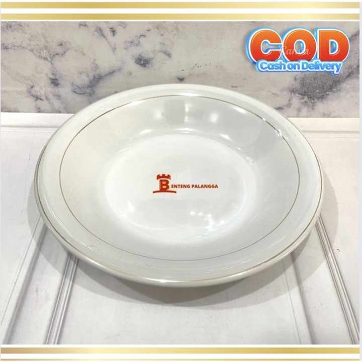 6pcs piring sop 9,25 piring makan batu keramik list mas polo