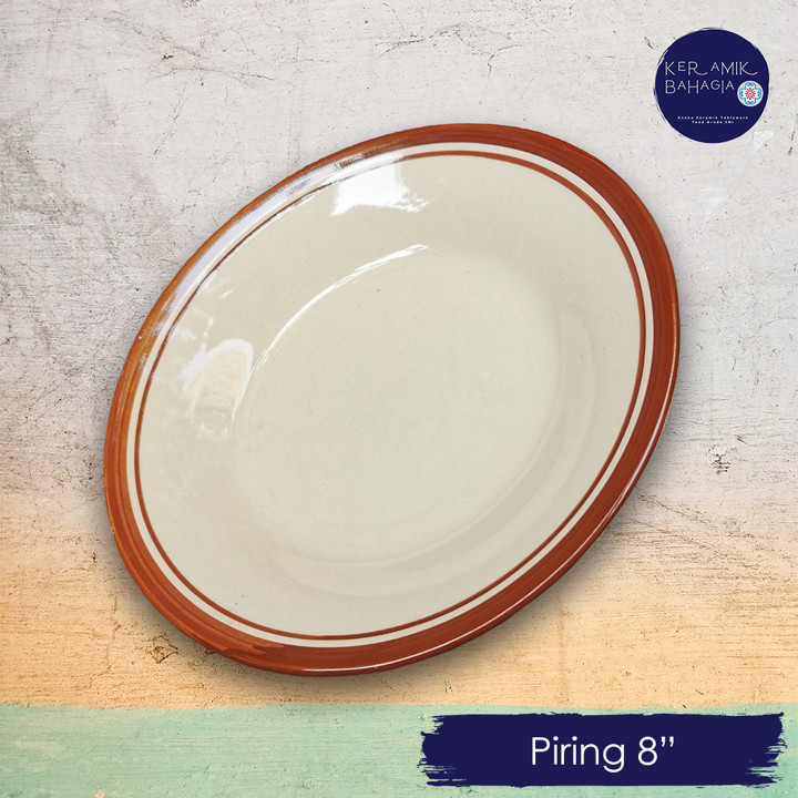 Piring Keramik / Piring Makan Toyoki Motif List Coklat