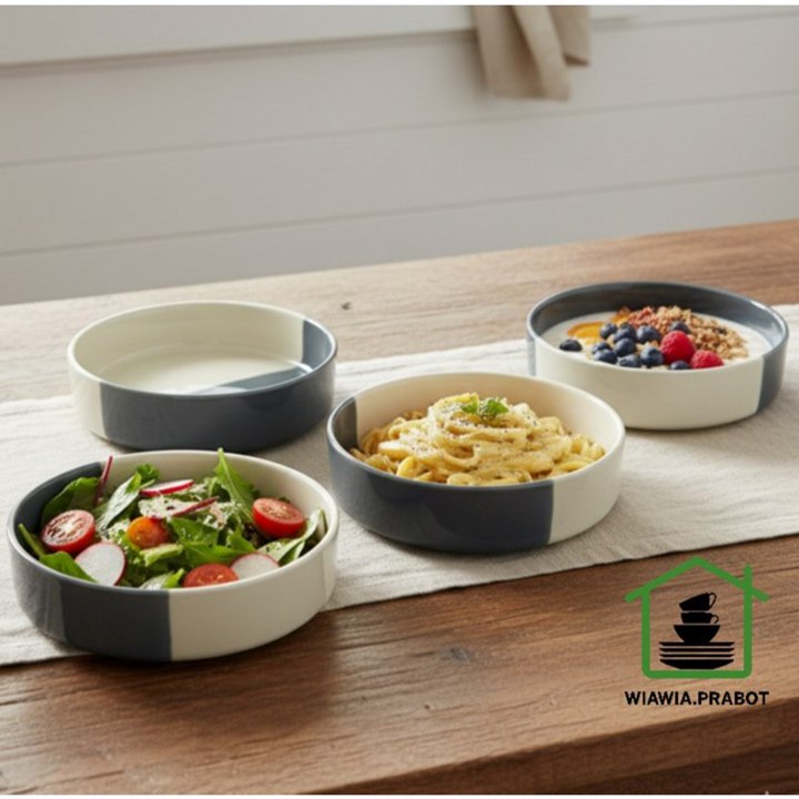 Piring keramik stackable cream stoneware horeca
