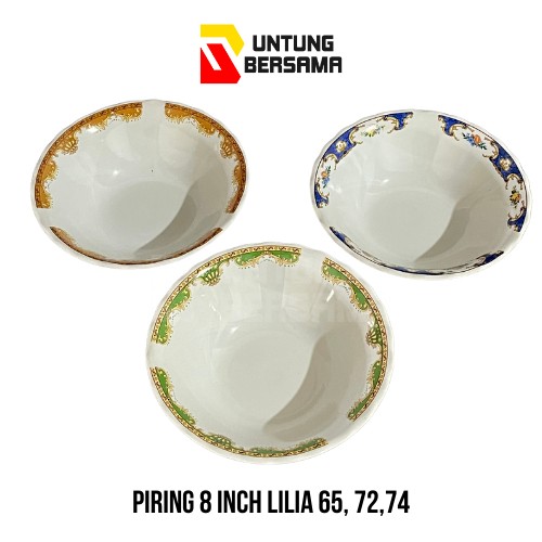 PIRING MAKAN PIRING / PIRING MAHKOTA / KERAMIK KEMBANG 8 INC