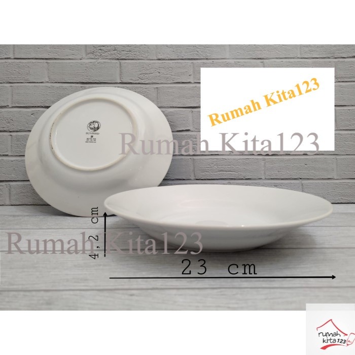 PIRING MAKAN KERAMIK CEKUNG PUTIH POLOS UKURAN 9 INCH