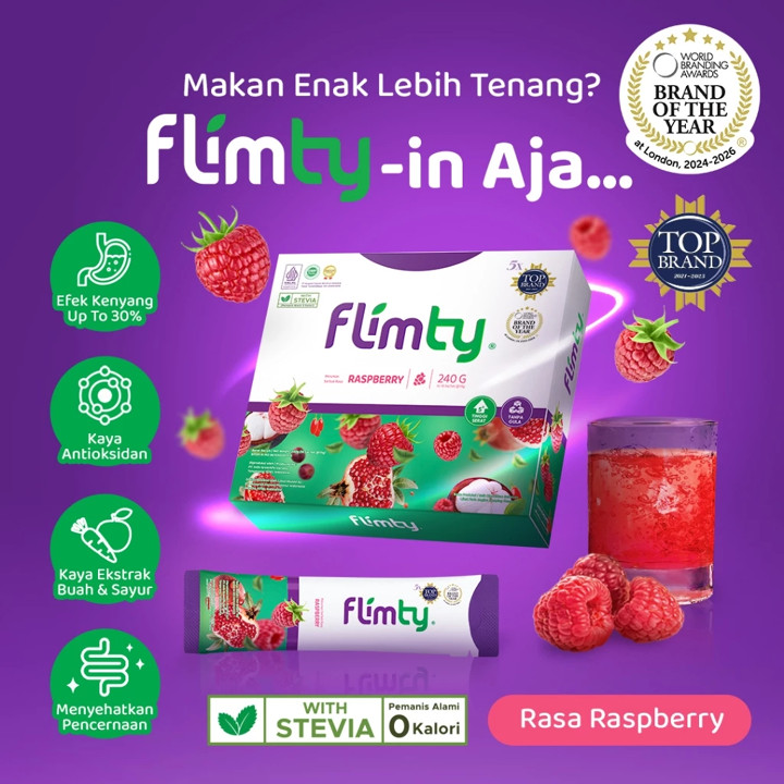 Flimty Fiber - 1 Box isi 16 Sachet (Raspberry)