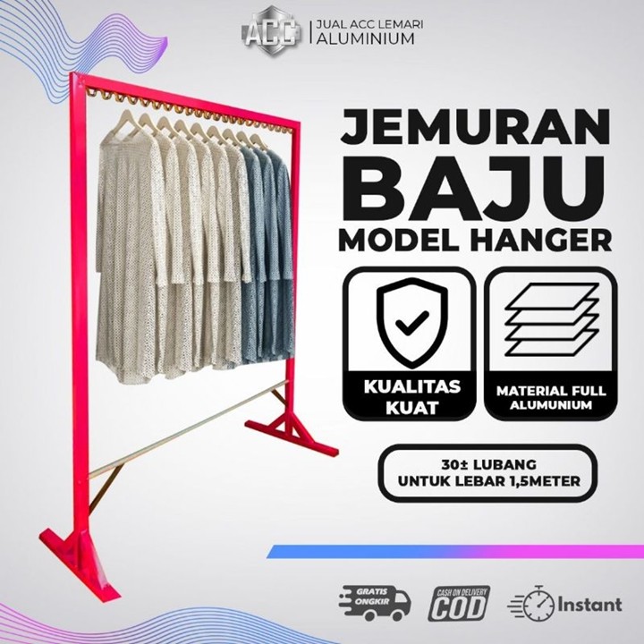 [PROMO 12.12] Jemuran Baju Aluminium Model Hanger Gawang Gan