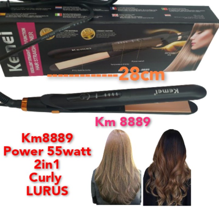 Alat Catok Rambut Kemei Km 8889 2 in 1 Curly Keriting Lurus 