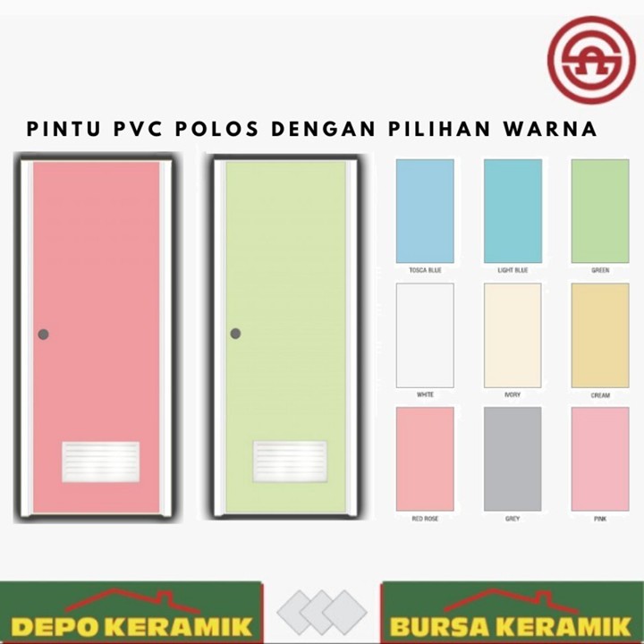 Pintu Kamar Mandi PVC Polos dengan Pilihan Warna