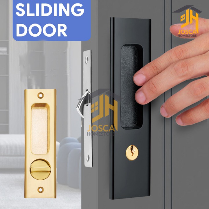 Kunci Pintu Geser Set/ Invisible Sliding Door Lock Latch Ant