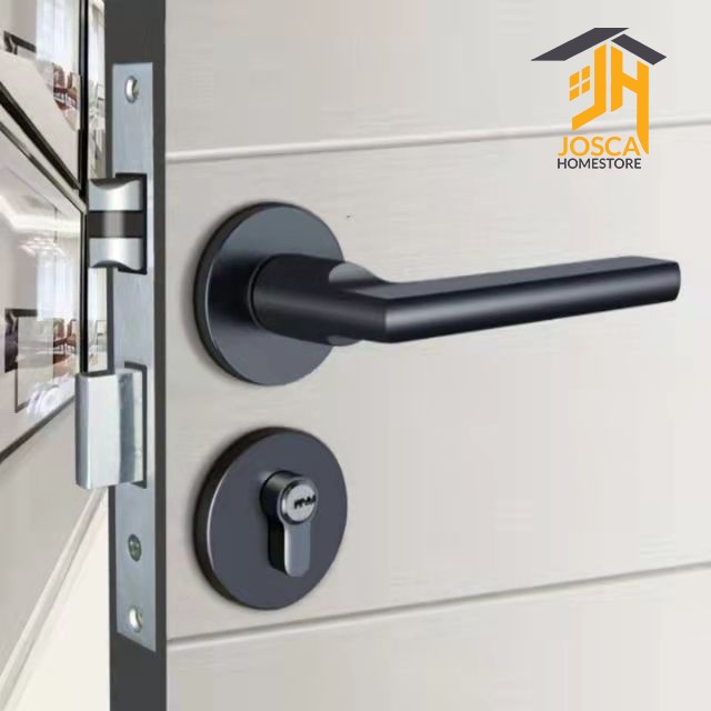 Kunci Pintu Full Handle Set Gagang Pintu Lurus Black Doff Pr