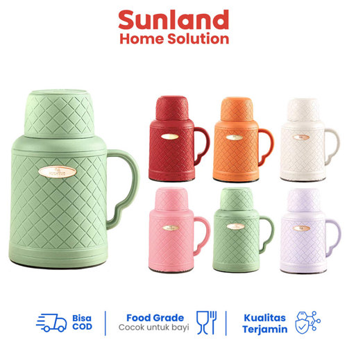 Thermos Jug 1 Liter Dengan Handle Botol Air Tahan Panas Dingin 24 Jam Vacuum Insulated Anti Bocor Mudah Dibawa Tahan Suhu Lama untuk Rumah Kantor Outdoor