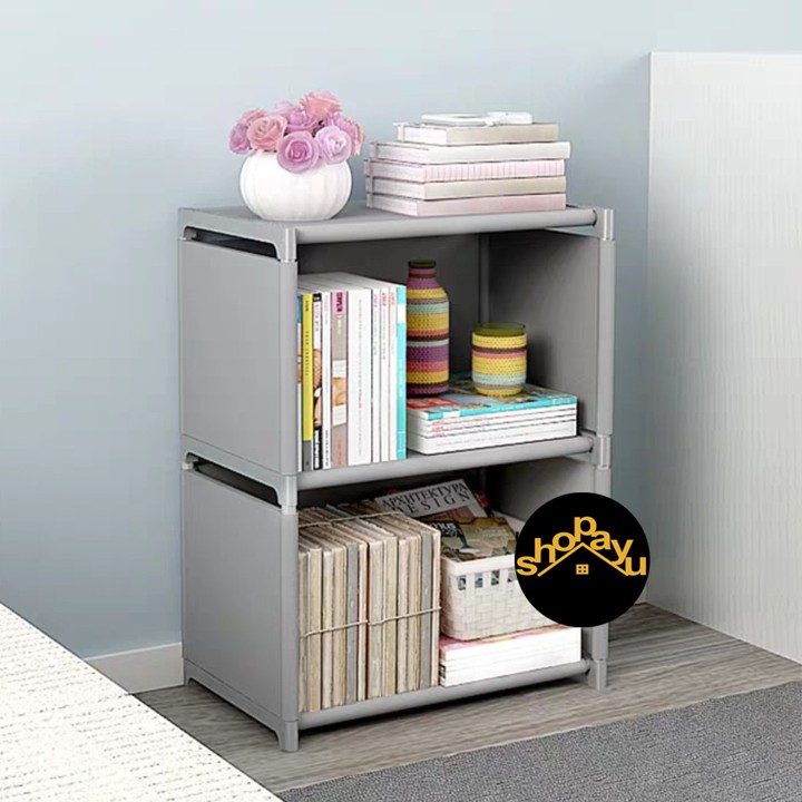 Rak buku susun rak portable rak serbaguna 3 TINGKAT 2 RUANG