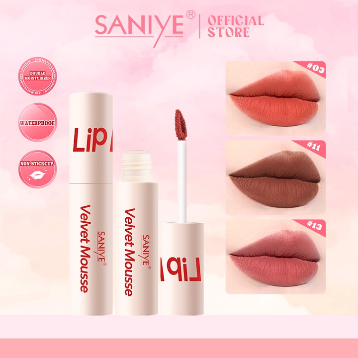 SANIYE 8 Warna Matte Lipstik Lip Cream Liquid Bibir Kosmetik