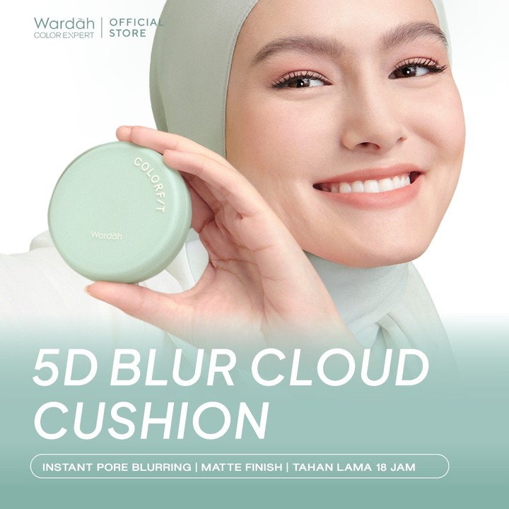WARDAH Cushion Matte Colorfit 5D Blur Cloud Cushion Matte Finish Tahan Lama Hingga 18 Jam - SPF 50 PA+, Nano-Hyaluron, dan CICA Menyamarkan Pori & Tekstur Wajah Menyatu Dengan Kulit Non Comedogenic - Tahan Lama dengan Bedak - Makeup