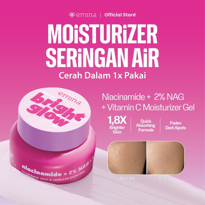 Emina Water Bright Glow Gel Moisturizer 30g | Mencerahkan & 