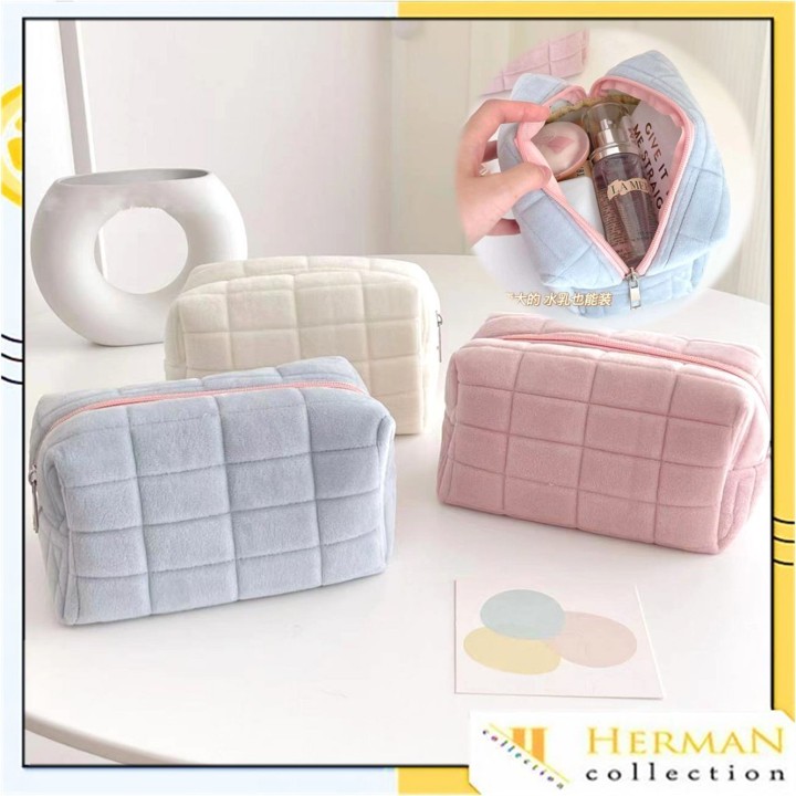 HC Pouch Kosmetik Lucu Warna Macaroon Kotak Pensil Sleting V