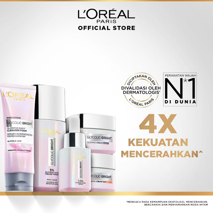 L'Oreal Paris Glycolic Bright Glowing Skincare Set Mencerahk