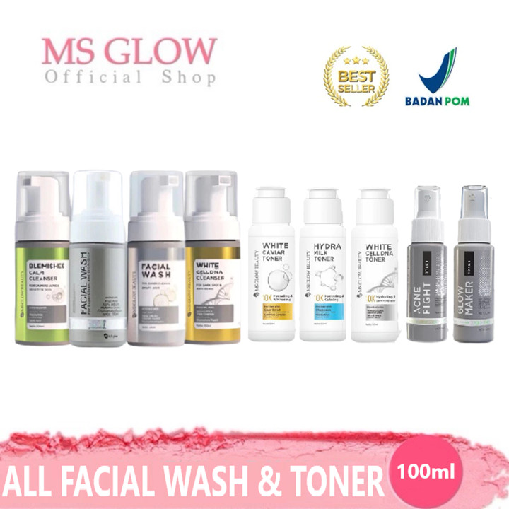 MS GLOW ECER FACIAL WASH | BRIGHTENING | BLEMISHES CALM CLEANSER | WHITE CELL DNA | TONER GLOW MAKER | ACNE FIGHT | HYDRA MILK | WCD | CAVIAR | DARK SPOT DTE SALMON CENTELLA MINI DAY NIGHT CREAM |