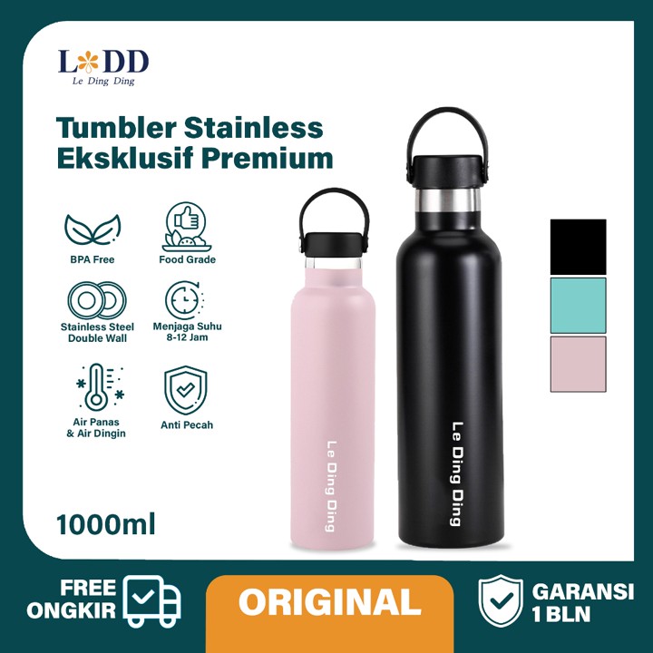 Le Ding Ding-Tumblr Termos Tahan Panas & Dingin Stainless Steel Bottle 750ml 1000ml Botol Minum Sport