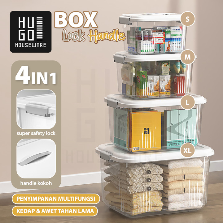 Hugo Houseware Container Box Set 4 Pcs Storage Box Organizer Container Box Plastik Jumbo