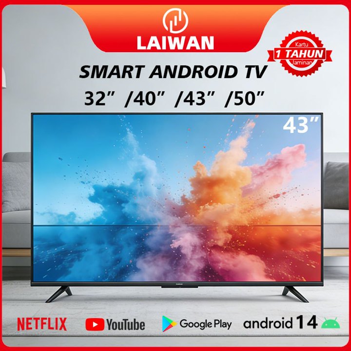 LAIWAN televisi smart tv 43 inch LED standing tv 32/43/40 inch Google TV