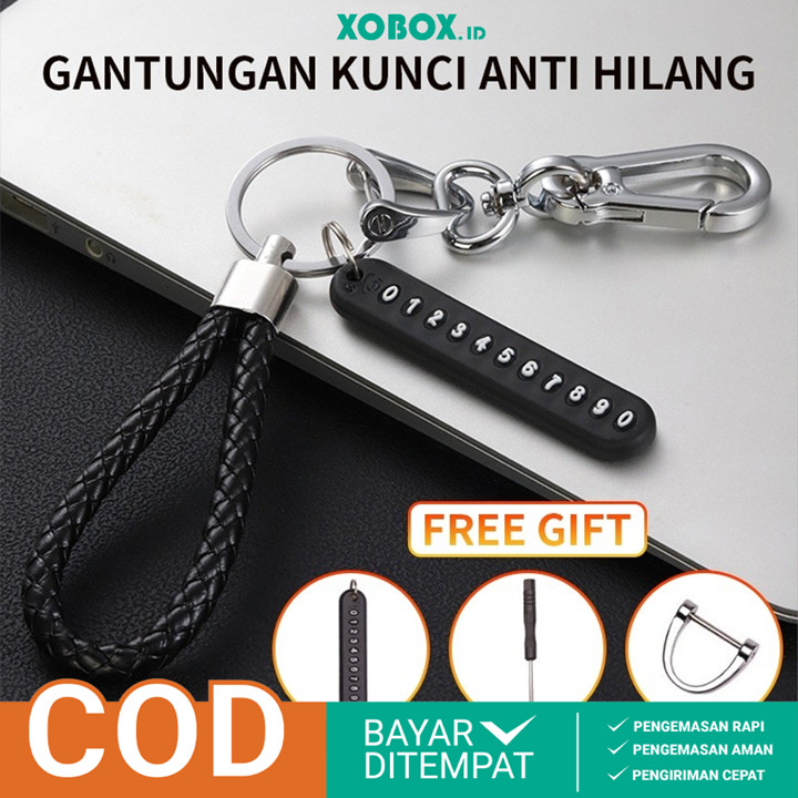 Set Gantungan Kunci Mobil Motor Tag No HP KeyChain 4in1 Anti