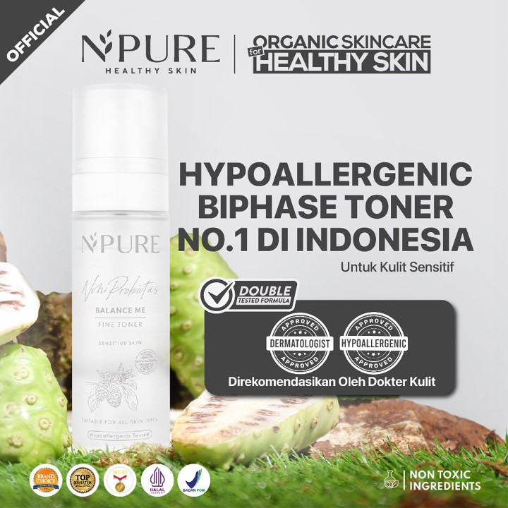 NPURE Serum - infused Toner Noni 80 ml / Hydrating / Soothing / Kulit Sensitif Kemerahan / Hypoallergenic / Dermatologically Tested / Aman Bumil Busui / HALAL