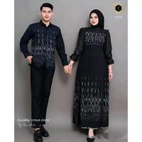 Baju Couple Ihsan Collection Tenun Warna Hitam Motif Rumput - Atasan, Katun, Sarimbit, Ibu, Setelan, Batik, Wanita, Gamis, Muslim, Dewasa ( baju lebaran 2025)