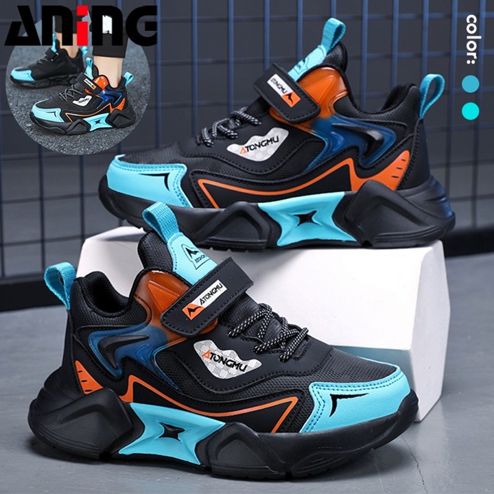 ANINGAINGBOY-Sepatu Sneakers Anak sepatu anak laki  Lembut Running Kets Casual Model Tali Velcro Bernapas Ukuran 28-37